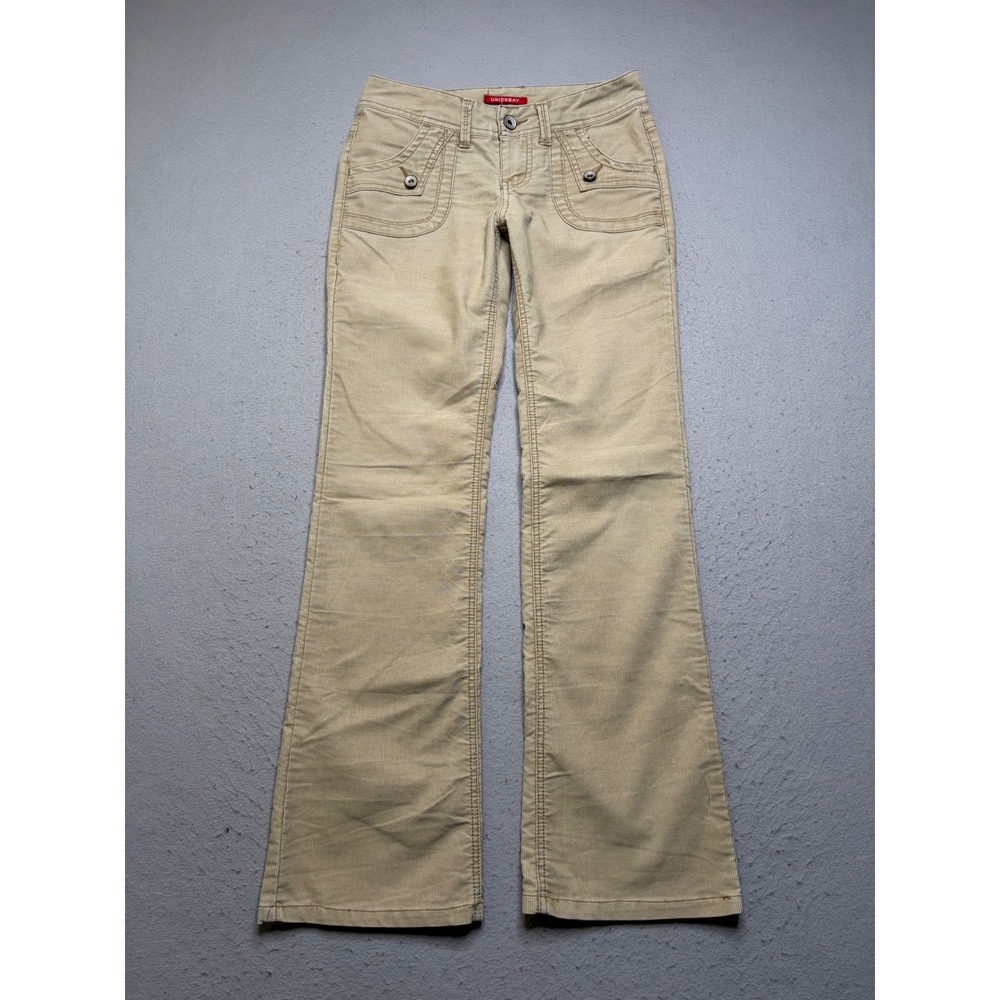 Unionbay Corduroy Pants Womens 3 Tan Flared Low Rise Stretch Y2K Trousers
